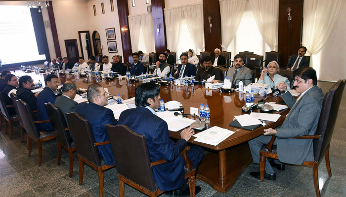 Sindh Chief Minister, Syed Murad Ali Shah presides over a Provincial Cabinet meeting at CM House in Karachi on August 15, 2024. — PPI
