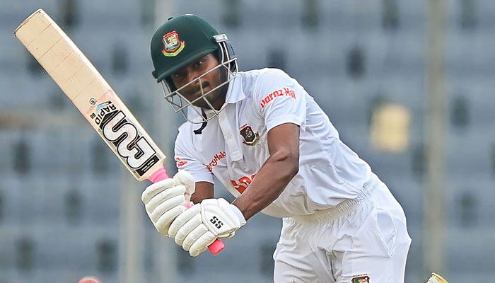 Bangladeshs cricket player Mahmudul Hasan Joy hits a boundary. — X/@Mahmudul_joy_71/File