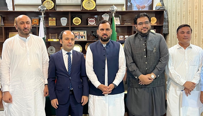 KP Minister of Higher Education Meena Khan Afridi (centre) Turkish Embassy Education Counselor Mehmet Toyran (2nd from left) and others seen in this image on August 19, 2024. — Facebook/@IMeenaKhanOfficial