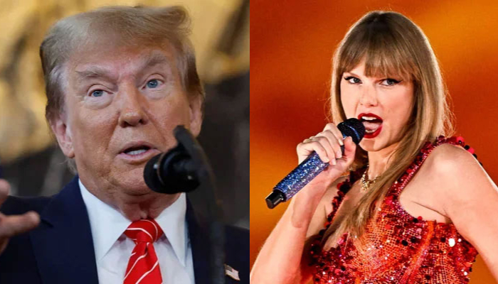 Former President Donald Trump (left) and pop superstar Taylor Swift (right) are seen in this combo image. — AFP/File