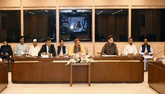 Rana Muhammad Qasim Noon (centre) chairs a meeting of the Special Committee of the National Assembly on Kashmir in Islamabad on August 19, 2024. — X/@NA_Committees