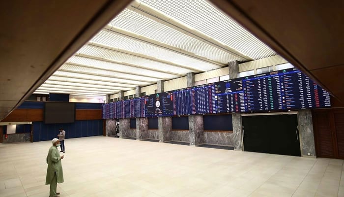 A person can be seen in the Pakistan Stock Exchange (PSX) in this undated photo. —AFP/FIle