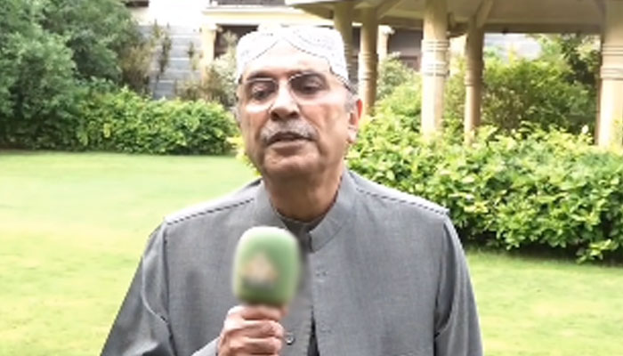 President Asif Ali Zardari speaks in a video message on August 18, 2024. — Screengrab via Facebook/Pakistan Peoples Party - PPP