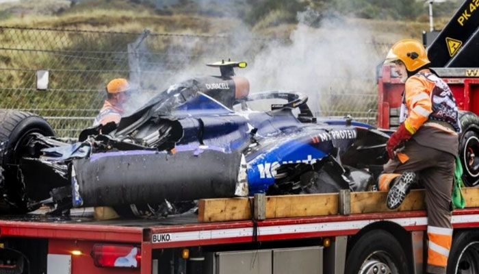 Logan Sargeant destroyed his car but walked away unhurt. — AFP