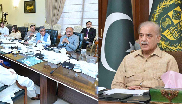 Prime Minister Muhammad Shehbaz Sharif chairs a meeting regarding the closing down of the Public Works Department on August 25, 2024. — APP