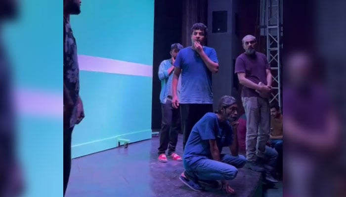 This screengrab shows people rehearsing for the play The White Plague at Alhamra Art Centre on September 5, 2024. — Facebook/Alhamra Lahore Arts Council