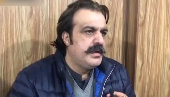 Khyber Pakhtunkhwa CM Ali Amin Gandapur is seen speaking in this still taken from a video. — X/@PTIofficial