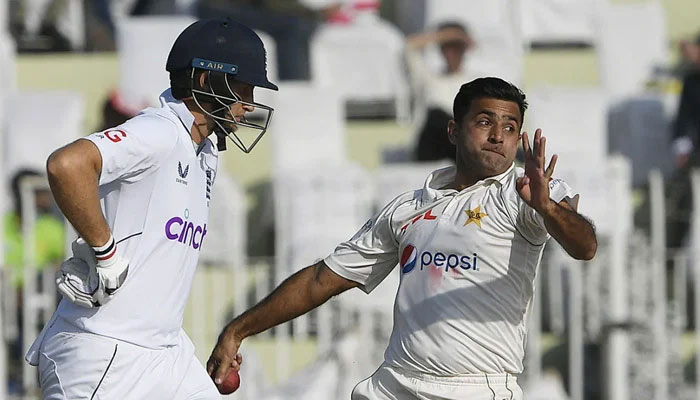Leg-spinner Zahid Mehmood bowling during a match against England. — AFP/file