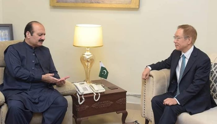 Chairman Prime Minister Youth Program Rana Mashhood Ahmad Khan talks with  South Korean Ambassador Park Ki Jun seen in this image released on September 28, 2024. — Facebook/@ranamashhoodahmadkhan