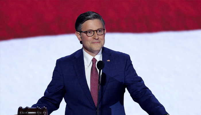 Republican US House of Representatives Speaker  Mike Johnson holds the gavel on Day 1 of the Republican National Convention (RNC) at the Fiserv Forum in Milwaukee, Wisconsin, US, July 15, 2024. — Reuters