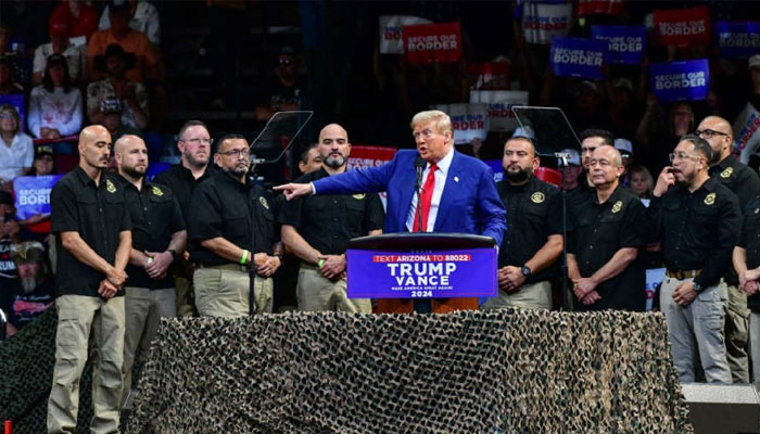 Former US president Donald Trump addressing a rally.— AFP/file