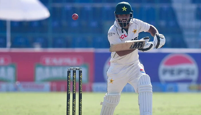 Pakistans Kamran Ghulam plays a shot during day 1 of 2nd Test between Pakistan and England at Multan Cricket Stadium on October 15, 2024. — PCB