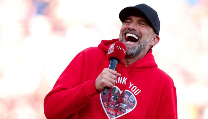 Liverpool manager Juergen Klopp reacts as he gives a speech after his last match as Liverpool manager. —Reuters/file
