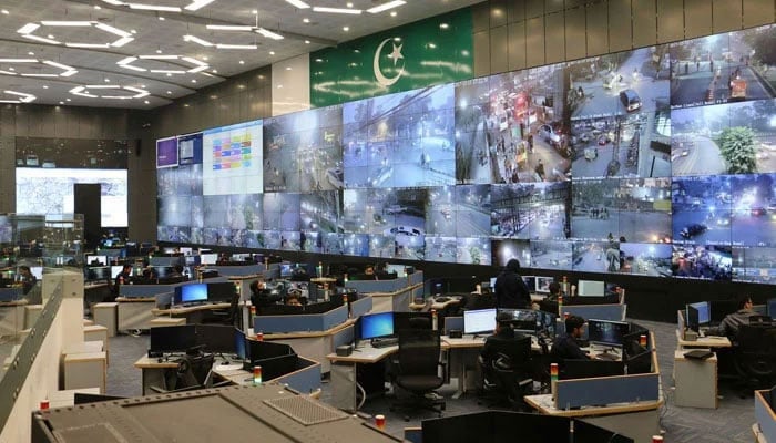 Employees of the PSCA worked in the operation room in this image on November 3, 2021. — Facebook@Punjab Safe Cities Authority