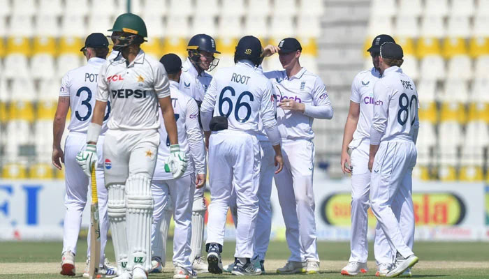 Players from Pakistan and England during first Test at the Multan Cricket Stadium. — PCB/File