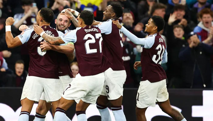 Aston Villa players seen celebrating.— AFP/file