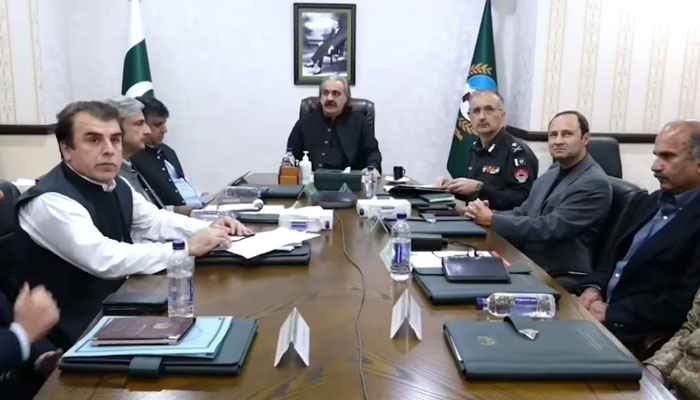 Chief Minister KP Ali Amin Gandapur chairs a meeting on October 23, 2024. — Screengrab via Facebook@AliAminKhanGandaporPTI
