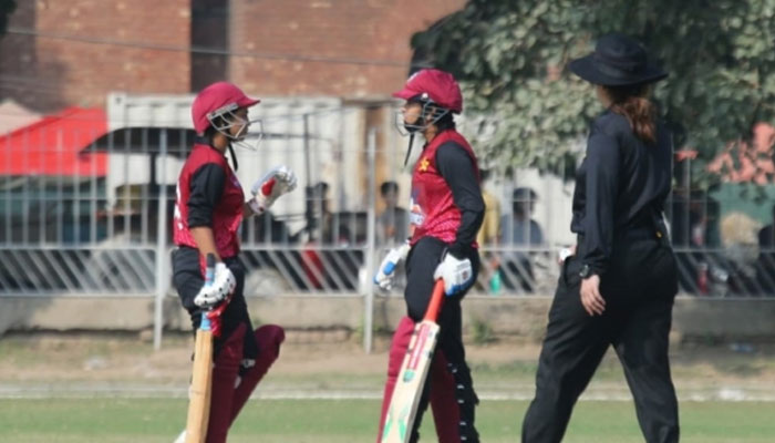 Women batters seen on the pitch in this image.— PCB website/file
