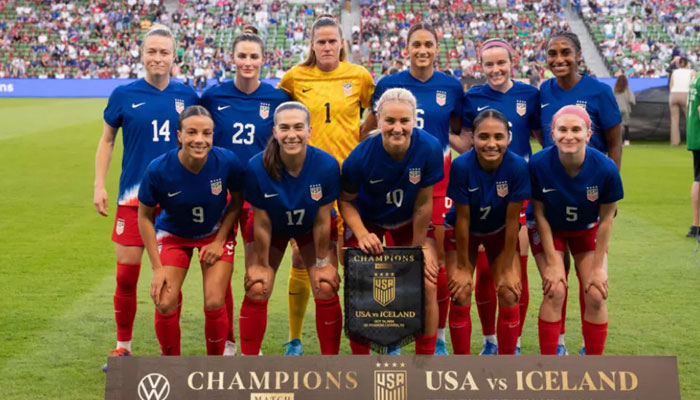 US team players pose for a photo prior to a 3-1 victory over Iceland in a friendly international football match on Oct 25, 2024. — AFP