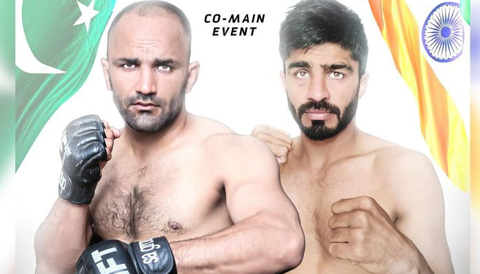 The image shows the poster of fight between Rafiq Afridi of Pakistan and Pradeep Hooda of India shared by the Pakistani fighter. — Instagram@rafiq_afridi10/File