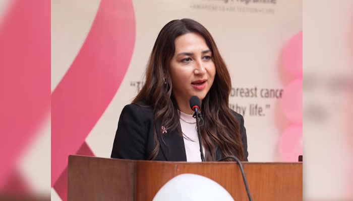 Deputy Chief of Mission (DCM) at the US Embassy in Islamabad Natalie A. Baker addresses during a visit to the Federal Breast Cancer Screening Centre at the PIMS in Islamabad on November 1, 2024. — Screengrab via Facebook@pakistan.usembassy
