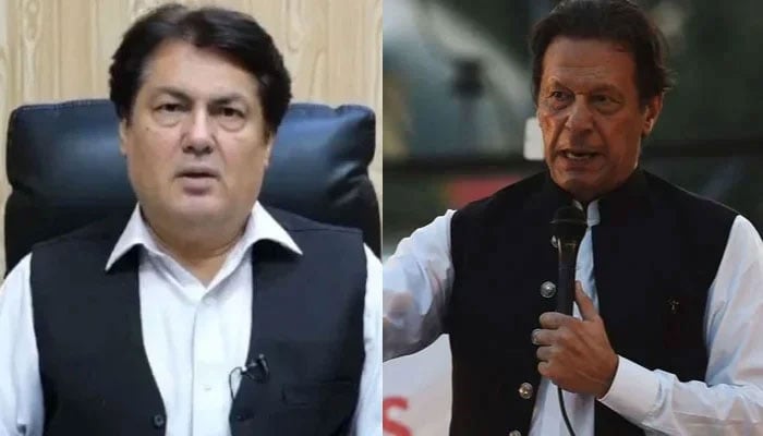 This combo of images shows, Adviser to Chief Minister on Information Barrister Muhammad Ali Saif (left) and PTI founder Imran Khan (right). — X/ @BaristerDrSaif/AFP/File