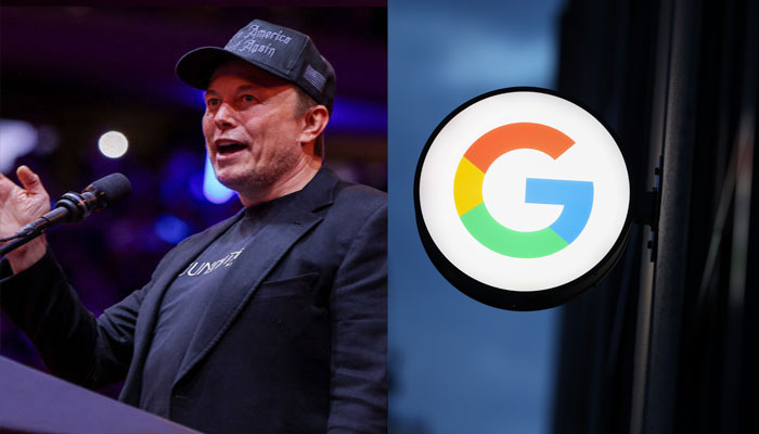 A collage of Tesla CEO Elon Musk (left) and Google logo. — Reuters/File