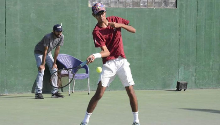 Ahmed Nael Qureshi of Pakistan can be seen at the J-30 ITF Junior International at the PTF/SDA Complex courts. —X@Muneeb313/File