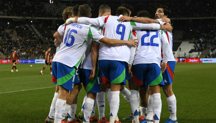 Italian players seen in a huddle after scoring a goal. — AFP/file