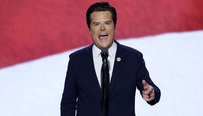 Donald Trumps nominee for attorney general Matt Gaetz speaks on Day 3 of the Republican National Convention (RNC), at the Fiserv Forum in Milwaukee, Wisconsin, US on July 17, 2024. — Reuters