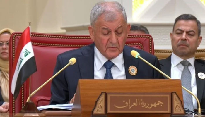 Iraqi President Abdul Latif Rashid during his participatrion in the 33rd summit of the Arab League held in the Bahraini capital, Manama. — Iraqi Presidency websiteFile