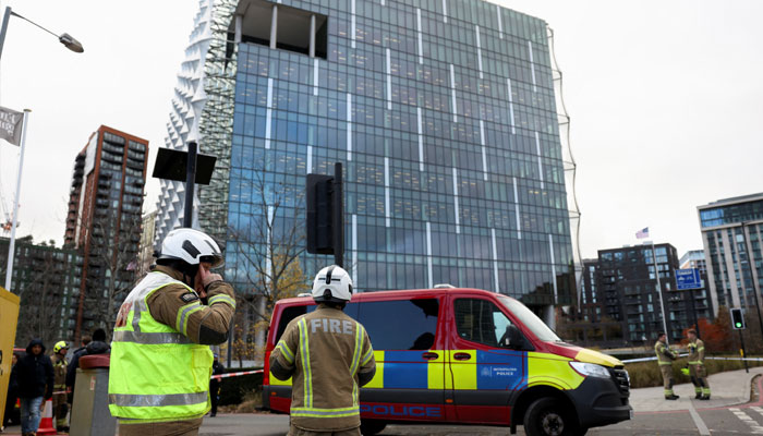 Security officials seen outside the Gatwick Airport, London.— Reuters/file