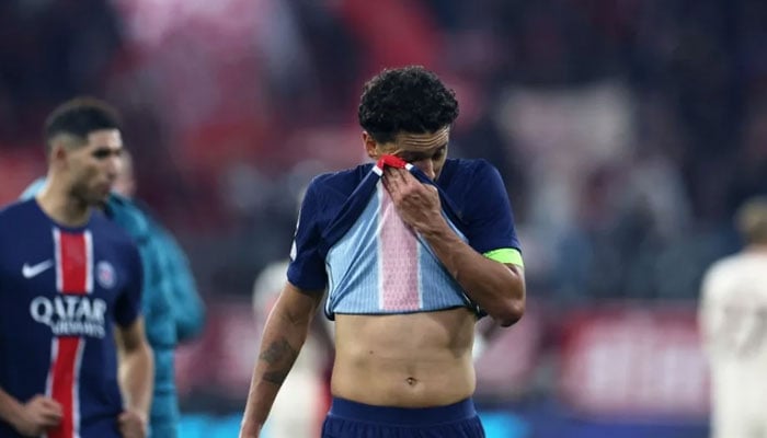 PSG captain Marquinhos reacts after losing Tuesday’s Champions League match against Bayern in Munich. — AFP/File