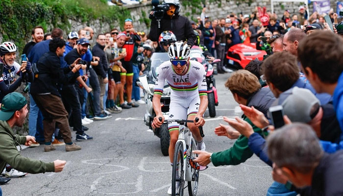 Slovenian rider Tadej Pogacar in the Tour of Lombardy on October 12, 2024. — Reuters