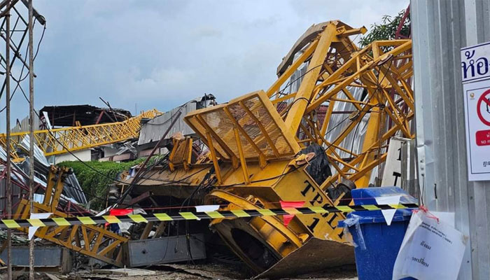A collapsed crane seen in this undated image.— X@ViralPress/File