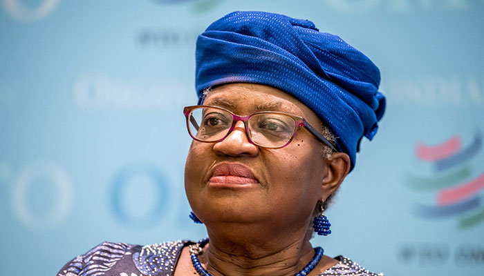 World Trade Organisation (WTO) Director-General Ngozi Okonjo-Iweala looks on during a press conference after she was reappointed for a second term, in Geneva, on November 29, 2024. — AFP