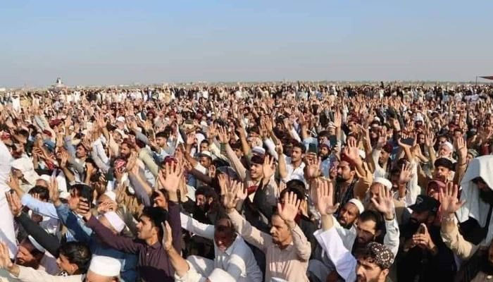 Representational image shows people attending Jirga. — Fadebook@PTMKarachiOfficial/File