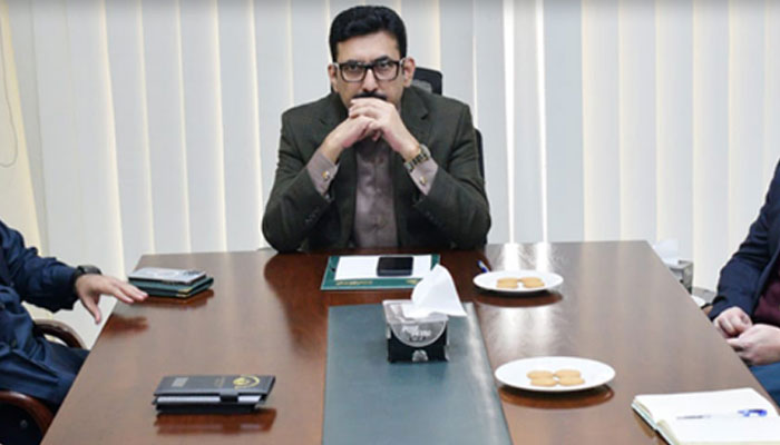 Secretary Youth Affairs and Sports Punjab Muzaffar Khan Sial presides over a meeting regarding the PEF sports event at the Punjab Stadium on December 6, 2024. — Facebook@SportsBoardPunjab