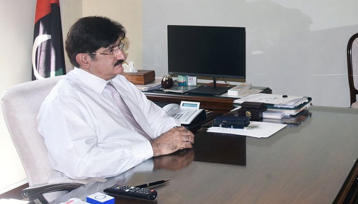 Sindh Chief Minister Syed Murad Ali Shah in a meeting at CM House on November 20, 2024. — Facebook@SindhCMHouse