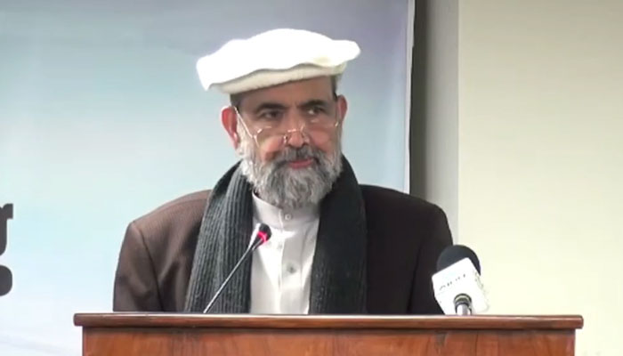 Dr Qibla Ayaz of the Supreme Courts Shariat Appellate Bench speaks at the event “The Role of Religions in Fostering Peace, Harmony, and Justice” organised by the Institute of Policy Studies on December 4, 2024. — Screengrab via Facebook@InstituteOfPolicyStudiesPakistan