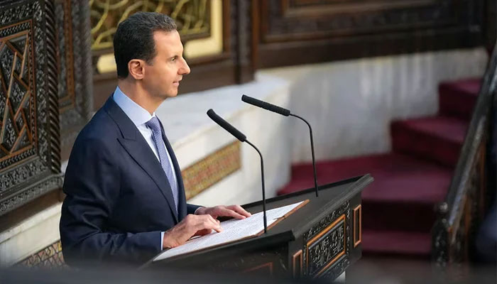 Syrias ousted President Bashar al-Assad speaks to the Syrian parliament in Damascus, Syria August 25, 2024. — Reuters