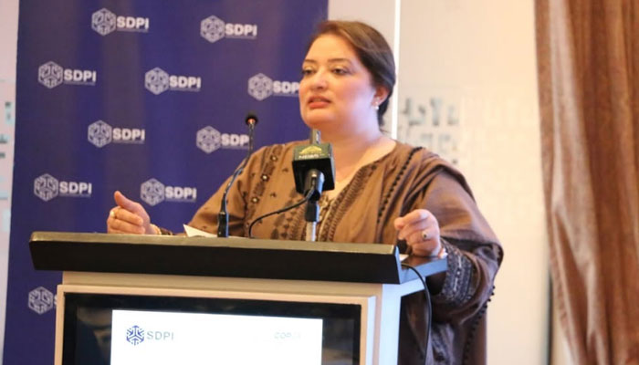 PM’s Coordinator for Climate Change and Environmental Coordination Romina Khurshid Alam speaks at a seminar on Post-COP reflections from Baku to Pakistan hosted by the Sustainable Development Policy Institute (SDPI) on December 7, 2024. — Instagram@ministryofclimatepk