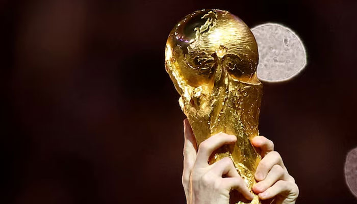 General view of Argentinas Lionel Messi (not pictured) lifting the trophy as he celebrates winning the World Cup. — Reuters/File