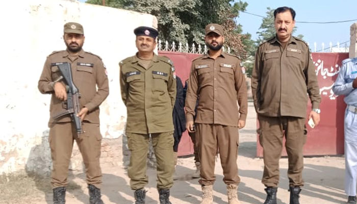 Punjab police personnel pose for a photo on November 29, 2024. — Facebook@PunjabPolicePakistanOfficial