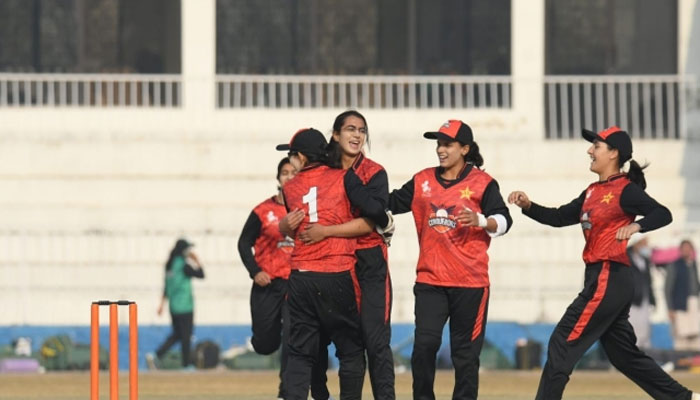 Challengers celebrating in National Women’s One-Day Cup 2024 match at the Marghzar Cricket Ground on December 12, 2024. — PCB/File