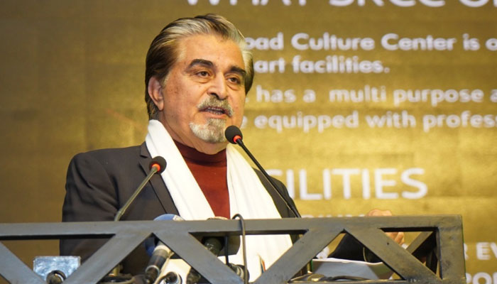 Silk Road Culture Centre (SRCC) Chairman Jamal Shah speaks to the participants of an event on December 12, 2024. — Facebook@silkroadculturecenter