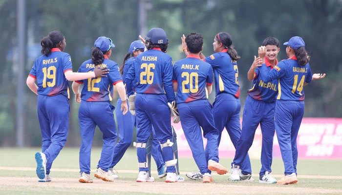 Nepal players celebrate a wicket during ACC U19 Womens Asia Cup 2024 match against Pakistan on December 16, 2024. — X@TheRealPCB