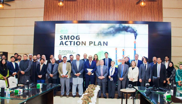 French Ambassador Nicolas Galey (8th right in 1st row) and Planning and Development Board (P&D) Chairman Barrister Nabeel Ahmad Awan (9th right in 1st row) in a group photo after signing a Declaration of Intent, on December 16, 2024. — Facebook@PnDBPb