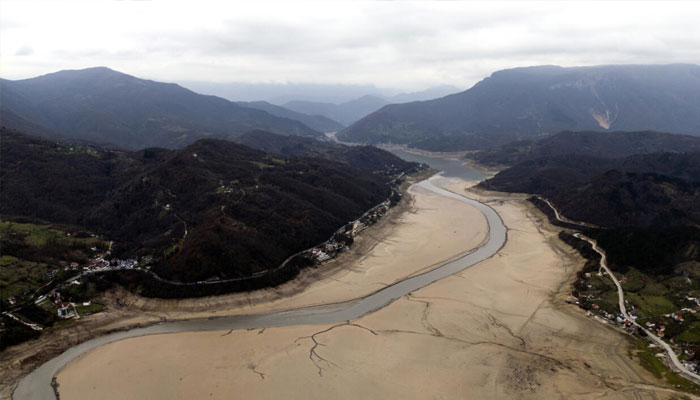 A view of lake Jablanicko to virtually dry up as Bosnia is headed for its hottest year on record suffers prolonged drought. —AFP