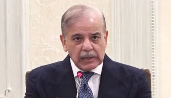 Prime Minister Shehbaz Sharif addresses a federal cabinet meeting in Islamabad on November 27, 2024. — screengrab via YouTube /Geo News Live